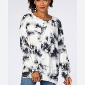 Pink Blush Maternity Ivory Tie Dye Shirt